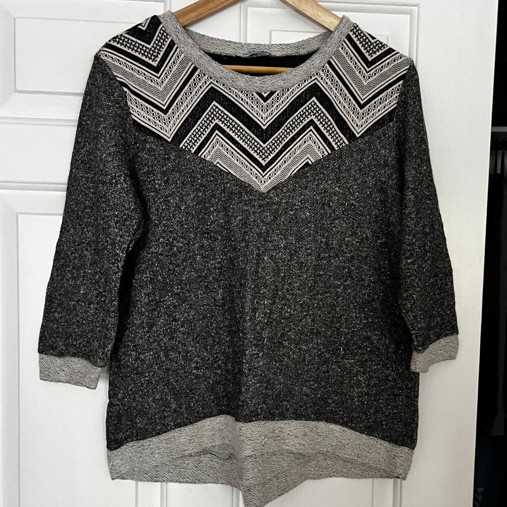 Gray Tribal 3/4 length sleeve sweatshirt